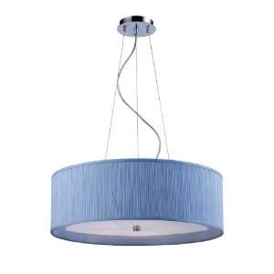 Le Triumph 5 Light Pendant in Polished Chrome   Blue shade and liner W 