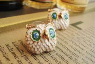 Fashion Gold Plated Ceramic Glaze Owl valentines Earring er212  