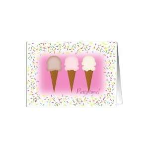  Birthday Invitations Girls Ice Cream Cones Whimsical Card 