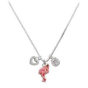    Hot Pink Flamingo, Love, and Luck Charm Necklace [Jewelry] Jewelry
