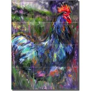 Austalorp Rooster by Diane Williams   Rooster Ceramic Tile Mural 24 x 