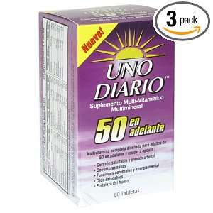  Uno Diario Over 50 Multivitamin 80ct. (Pack of 3): Health 