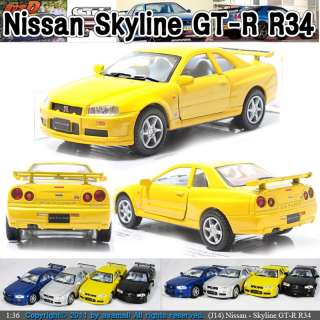 Nissan Skyline GT R R34 1:36 ,5 Color selection Diecast Mini Cars 