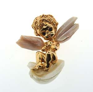   THIS Ruser 14k Yellow Gold and Pearl Angel FELL FROM HEAVEN??  
