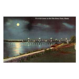  Moon over Cairo, Illinois Premium Poster Print, 12x8