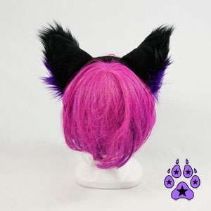   cosplay goth CANINE Anime HEADBAND Hat EARS cat Purple dark FOX  