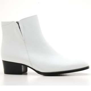Mens real Leather side zip slip on Ankle Booties Boots  