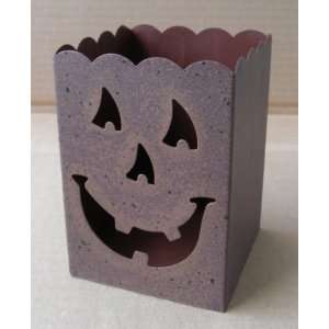  Metal Halloween Jack O Lantern Candle Holder   3 1/4 inches x 3 