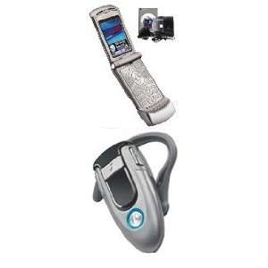 Motorola V3 Razr Silver (Unlocked) + Motorola Bluetooth Headset H500 