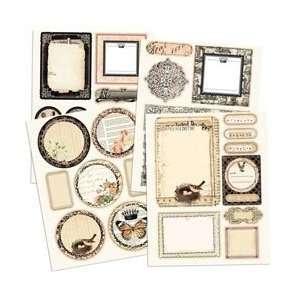 Prima Almanac Chipboard Stickers 5X6.25 Sheets 4/Pkg Glitter Accents 