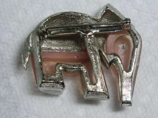   On Parade Frosted Pink Rhinestone Elephant / Anteater Brooch  