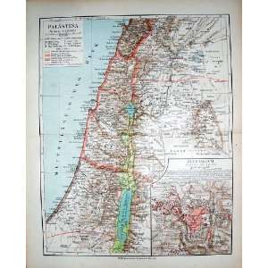   Meyers German Atlas 1900 Map Palestine Jerusalem Plan