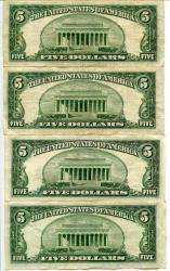  OF 4 SERIES 1953 FIVE DOLLAR UNITED STATES NOTES   $5 US NOTE RED SEAL