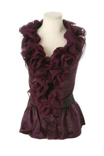 Ruffle Chiffon Victorian Rosette Tiered Blouse Top Super cute with 