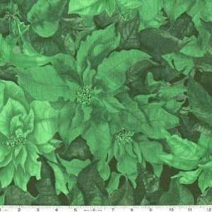   Wide Winter Flowers Green Fabric By The Yard Arts, Crafts & Sewing