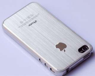 iPhone 4S 4 Premium Case Brushed Metal Protector APPLE LoGo  