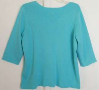 QUACKER FACTORY SIZE (1X) LIGHT TURQUOISE SWEATER TOP  