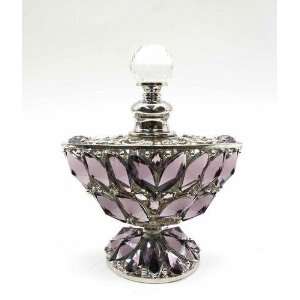  Perfume Bottle  Shiny Silver with Purple Stones