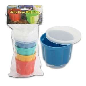    4pc Assorted 3 Plastic Jello Cups W/lids