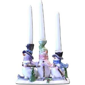  Three Snowman Taper Candle Holder