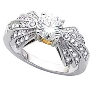  14K Two Tone Gold Diamond Engagement Ring   0.93 Ct 