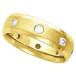    14K Yellow Gold Diamond Eternity Wedding Band   Size 6: Jewelry