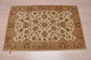 4x6 WOOL AREA RUG PERSIAN BEIGE RUST HAND MADE TUFTED  