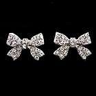 Twinkling Little Bow Studs Use Swarovski Crystal 18K White Gold Plated 