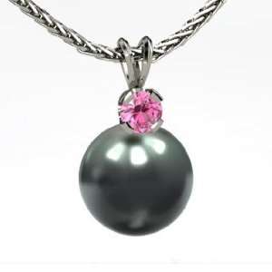 Europa Pendant, Tahitian Cultured Pearl 14K White Gold Necklace with 
