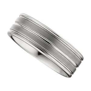  Size 9   Tungsten Grooved Satin Finish Ring: Jewelry
