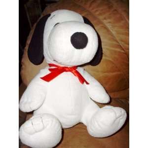  12 Seated PLUSH SNOOPY with RED RIBBON BOW Toys & Games