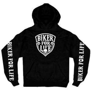   Leathers Black Large Biker for Life Shield Pocket Hoodie Automotive