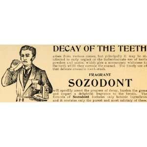 1895 Ad Tooth Decay Dental Sozodont Harden Gums Enamel 