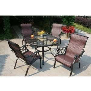  Darlee Bahamas 48 Inch Glass Top Cast Aluminum Dining Set 