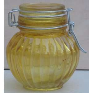 Yellow Glass Lock Lid Wire Bail Swing Top Facet Storage 