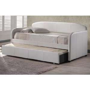   Springfield White Faux Leather Trundle Daybed: Home & Kitchen