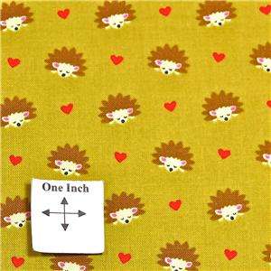   Fabric, The Cutest Hedgehogs & Hearts on Gold Fat Quarters  