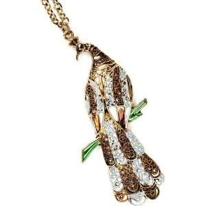  Three Gold Tone Peacock Bird Pendant Necklace Jewelry