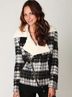 NEW FREE PEOPLE Toasty Brushed Plaid OVERSIZED MOTORCYCLE JACKET $298 