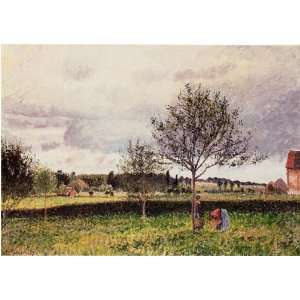  Oil Painting: Eragny Landscape, Le Pre: Camille Pissarro 