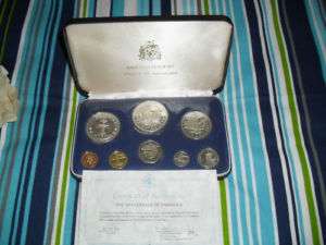 1974 barbados proof silver coin set 1.93 oz asw rare $$  