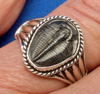 Trilobite Ring, Sterling Silver, Elrathia kingi, Utah  