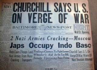 1941 newspapers US & JAPAN near WAR  pre Pearl Harbor  