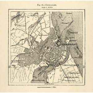  1882 Steel Engraving Copenhagen Denmark Map Christianshavn 