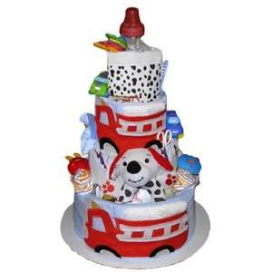   Tumbleweed Babies 1043104 Fire Engine 4 Tier Diaper Cake: Toys & Games