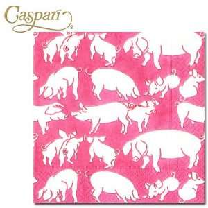  Caspari Paper Napkins 9940C Pig Oink Pink Cocktail Napkins 