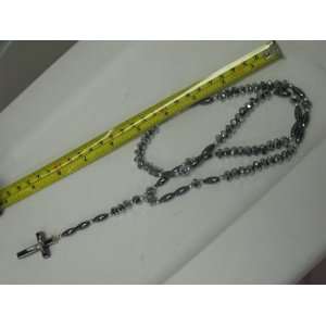  Traditional Silve Color Rosary Necklace with Cross for 