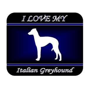  I Love My Italian Greyhound Dog Mouse Pad   Blue Design 