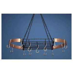  STEEL AND COPPER POT RACK 