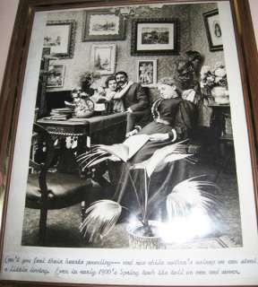 Fun VICTORIAN Photo DATING COUPLE with Sleeping Mom FRAMED 8 X 10 